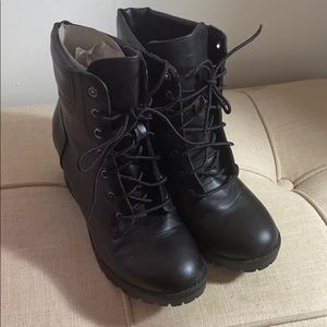 High heel combat boots